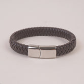 Grey Leather Bracelet with Magnetic Lock